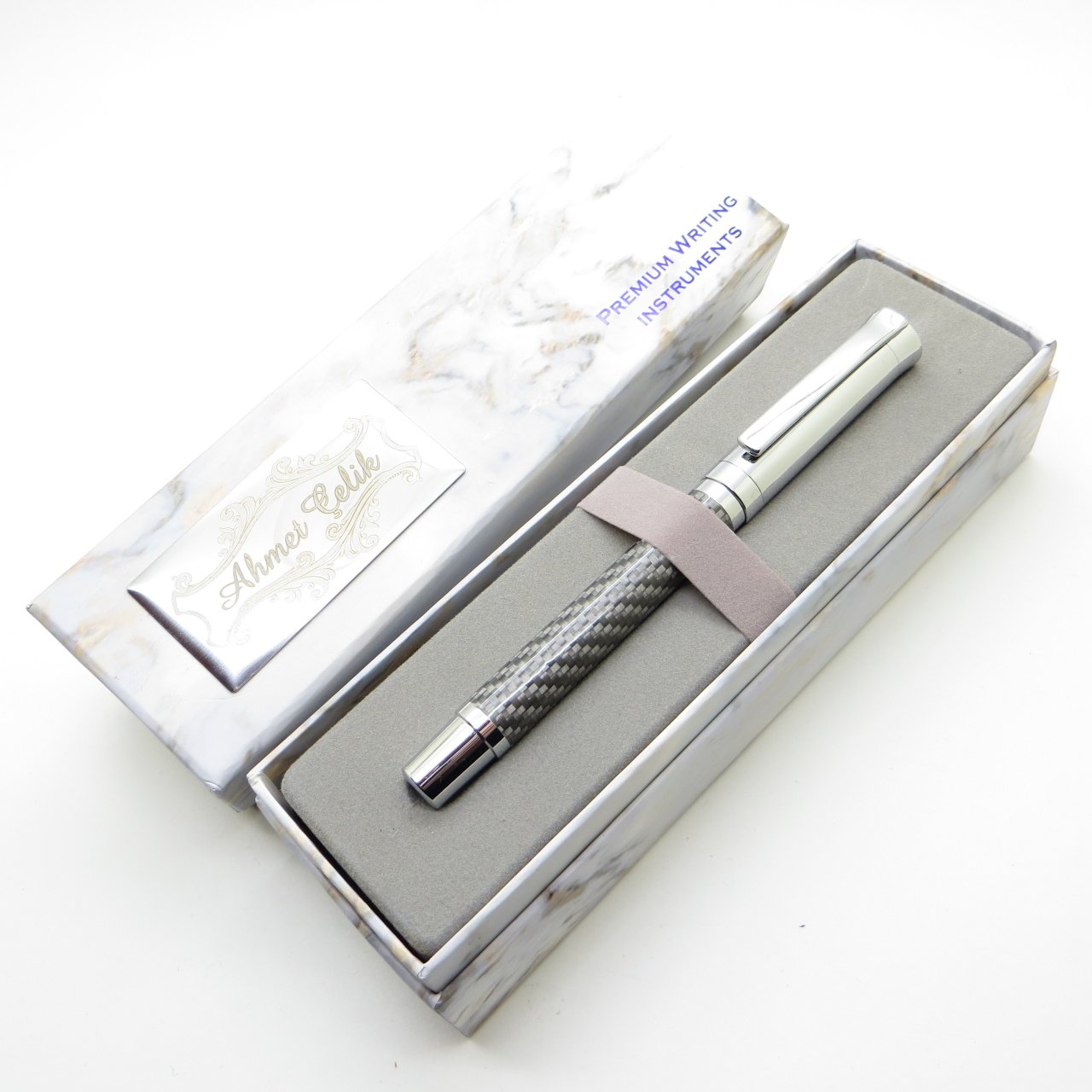 Wings Marble R69 격자 무늬 섬유 크롬 롤러 펜, 신제품 특수 펜 | 선물용 펜